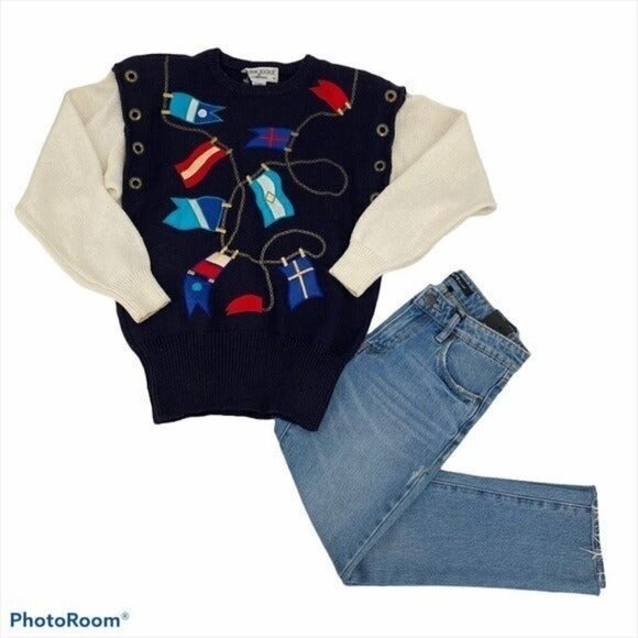 Bonnie Boerer Rare Vintage Nautical Yacht Sweater Size S NEW - Picture 3 of 12